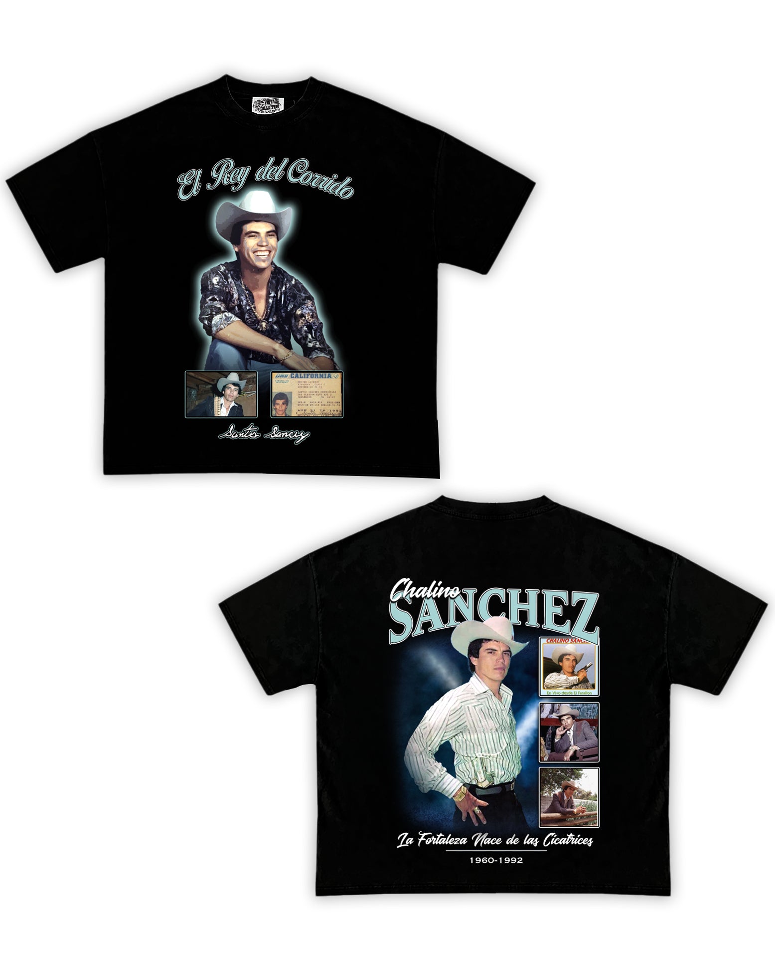 Chalino Sanchez Tribute Vintage Shirt Front/Back (Black) The Retro