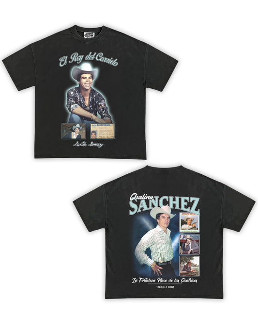 Chalino Sanchez Tribute Vintage Shirt: Front/Back (Vintage Black)