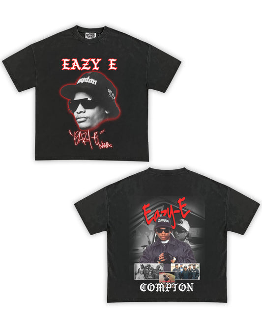 Eazy E Tribute Vintage Shirt: Front/Back (Vintage Black)