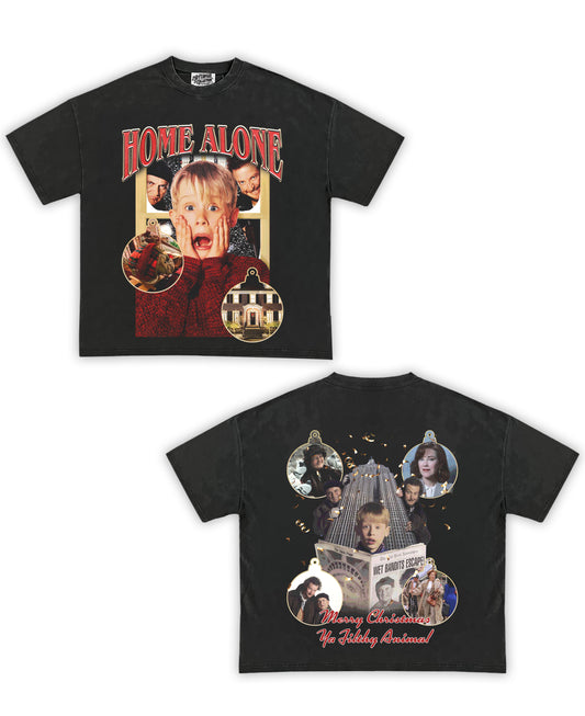 Home Alone Tribute Vintage Shirt: Front/Back (Vintage Black)