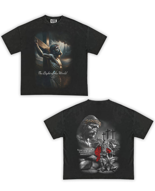 Jesus Archangel Tribute Vintage Shirt: Front/Back (Vintage Black)