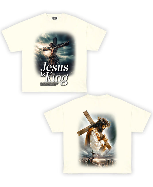 Jesus Is King Tribute Vintage Shirt: Front/Back (Cream)