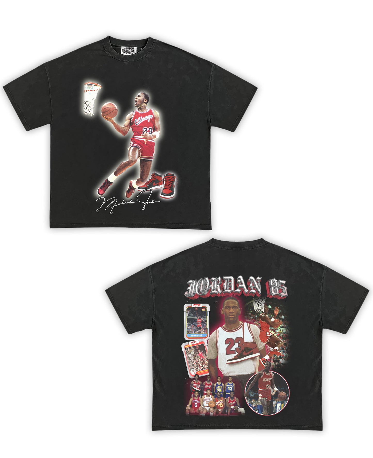 Jordan 85 Tribute Vintage Shirt: Front/Back (Vintage Black)