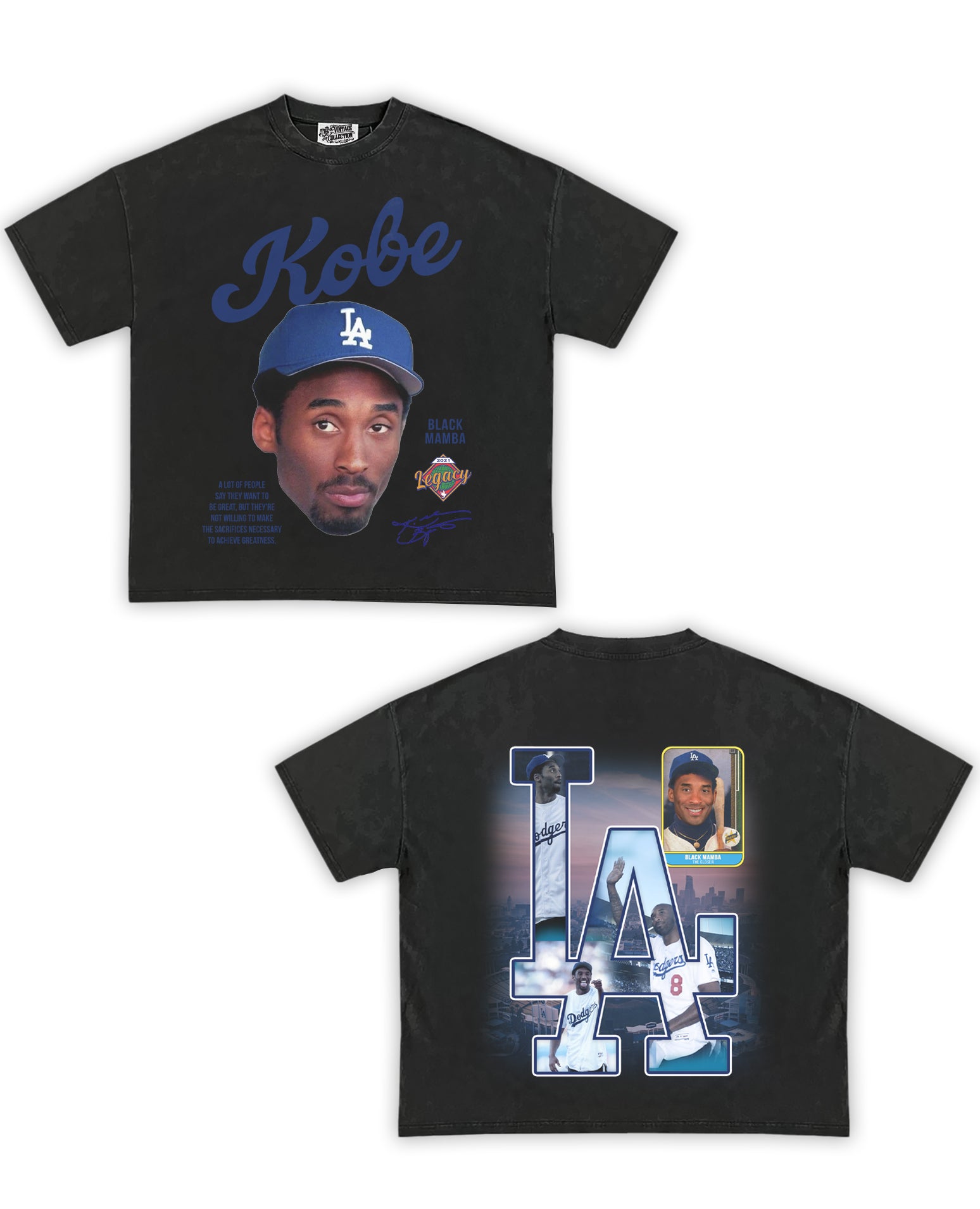 Kobe Dodgers Tribute Vintage Shirt: Front/Back (Vintage Black) – The ...