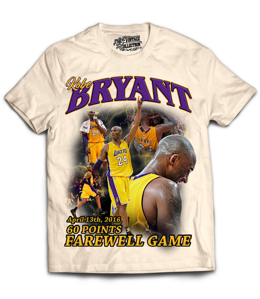 Kobe Farewell Tribute Vintage Shirt: Front/Back (Cream)