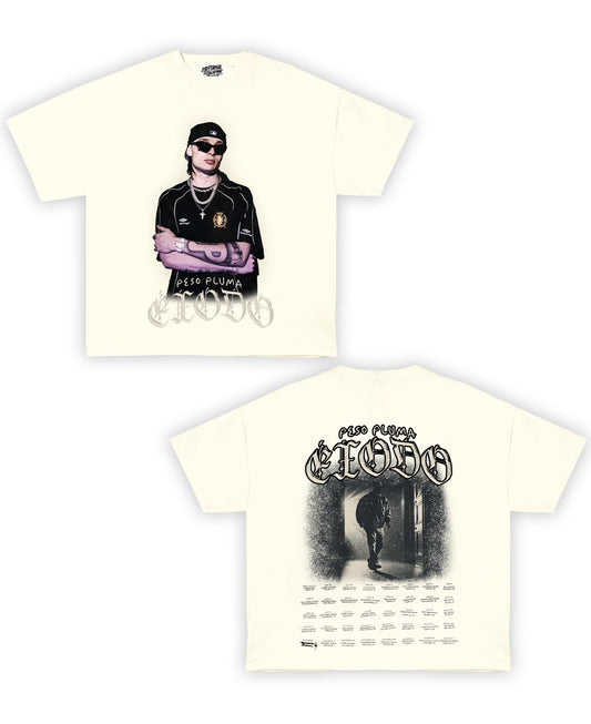 Peso Pluma Tribute Vintage Shirt: Front/Back (Cream)