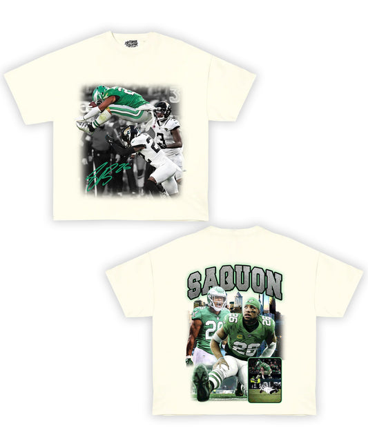 Saquon Barkley Tribute Vintage Shirt: Front/Back (Cream)