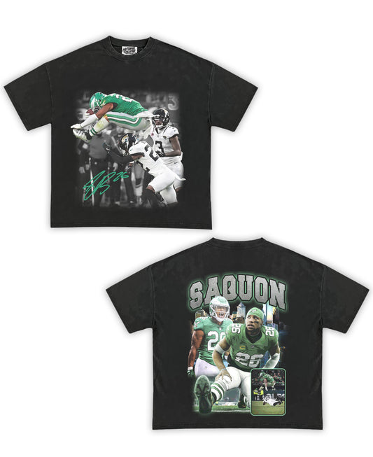 Saquon Barkley Tribute Vintage Shirt: Front/Back (Vintage Black)