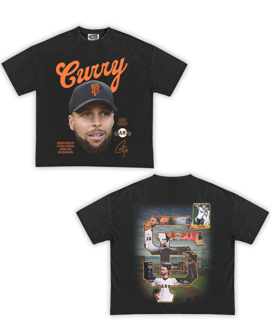 Steph Curry Giants Tribute Vintage Shirt: Front/Back (Vintage Black)