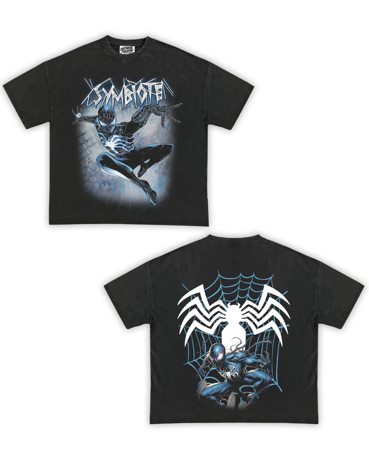 Spider-Man "Symbiote" Tribute Vintage Shirt: Front/Back (Vintage Black)