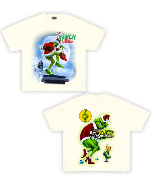 The Grinch Tribute Vintage Shirt: Front/Back (Cream)